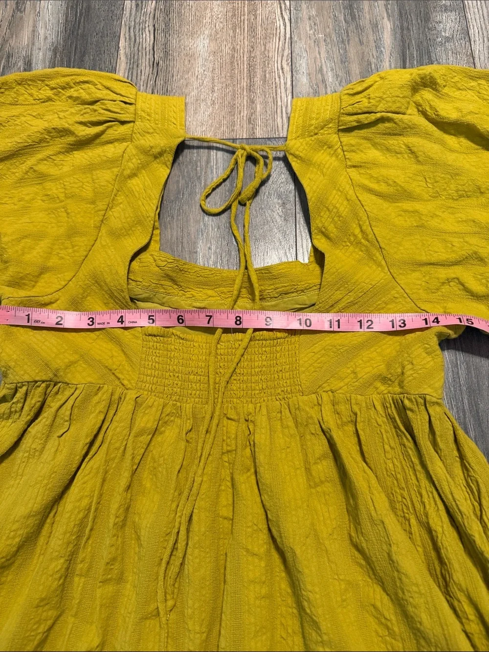 Free People Blouson Mustard Puff-Sleeve Square Neck